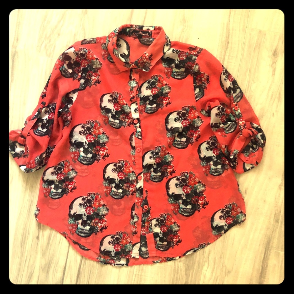 Funky Floral Skull Top